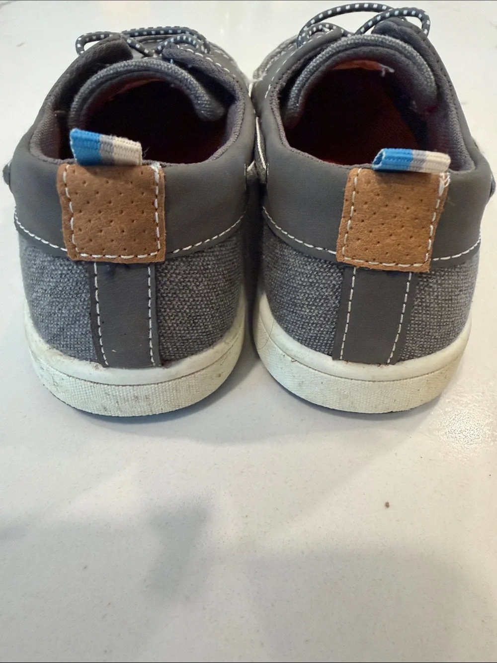 Sonoma Gray Kids Boat Shoes with Orange Insole